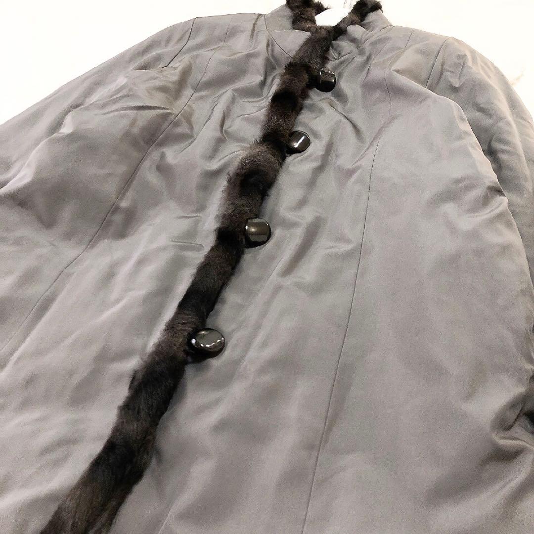 リバーシブルリスファーコート　リアルファー　毛皮　2way　グレー