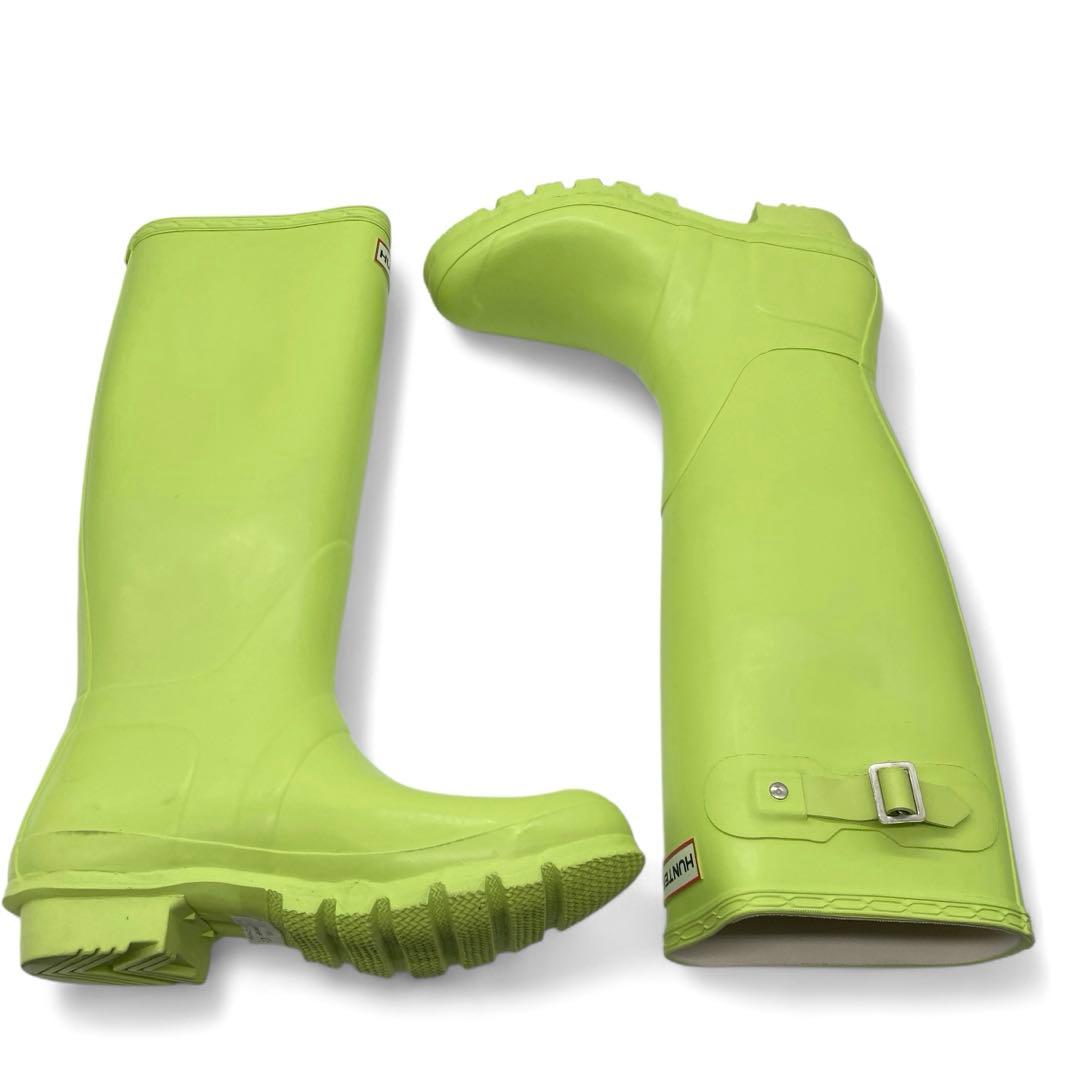 未使用級 ハンター レインブーツ ライムグリーン UK7 25.5cm