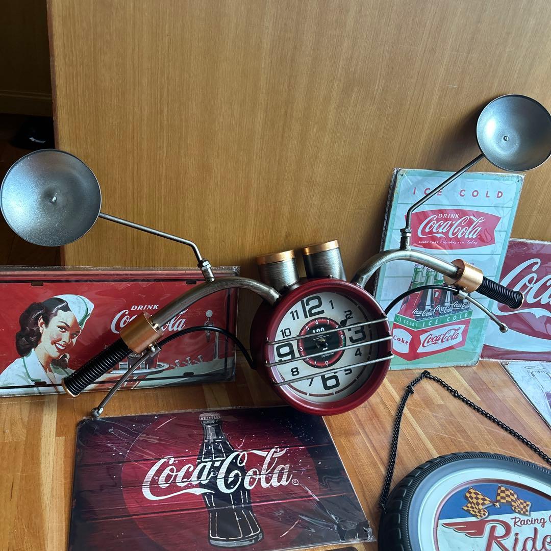 ブリキ　アンティーク　コカコーラ　バイク　ハーレー　インテリア　アメリカ