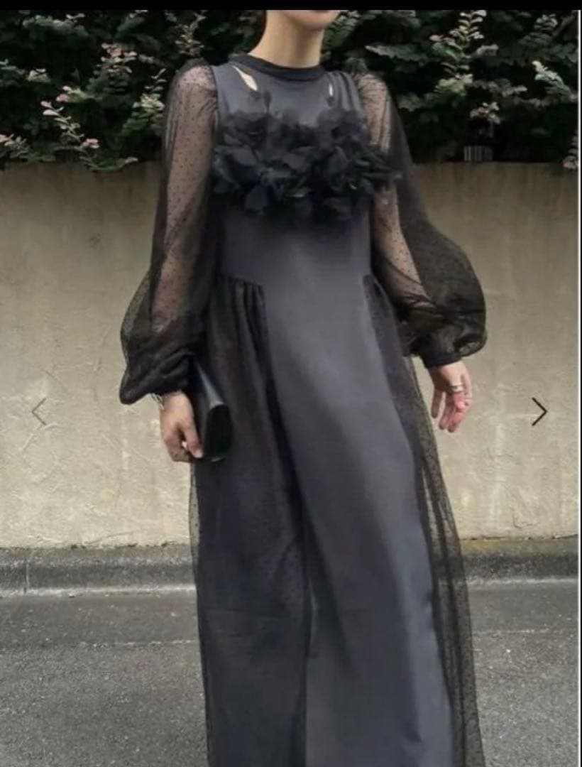 Willfully ドットフラワーモチーフドレス オケージョンドレス