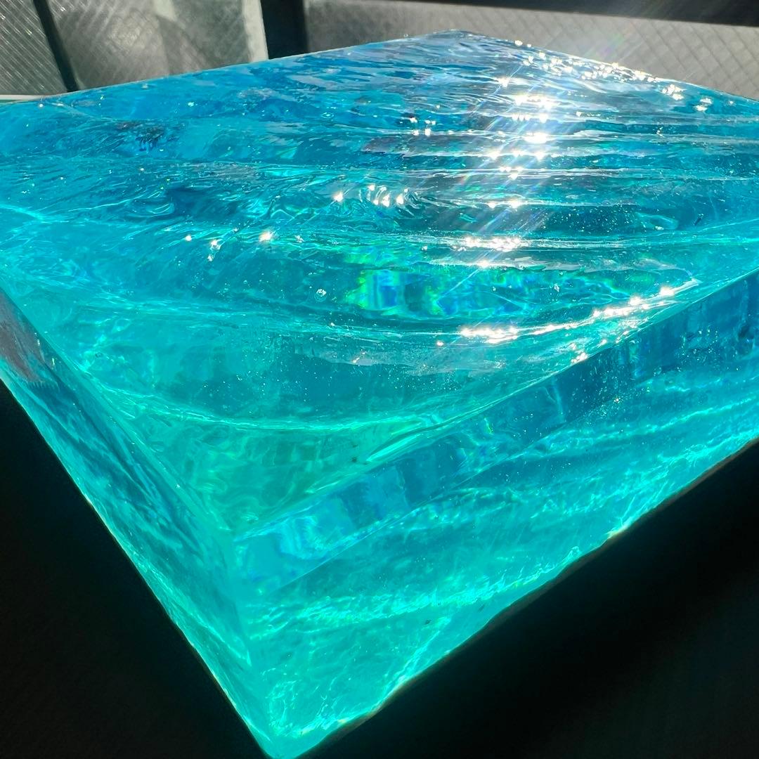 【波紋アート】Real Ocean／立体オブジェ／15cmプリズム×6cm