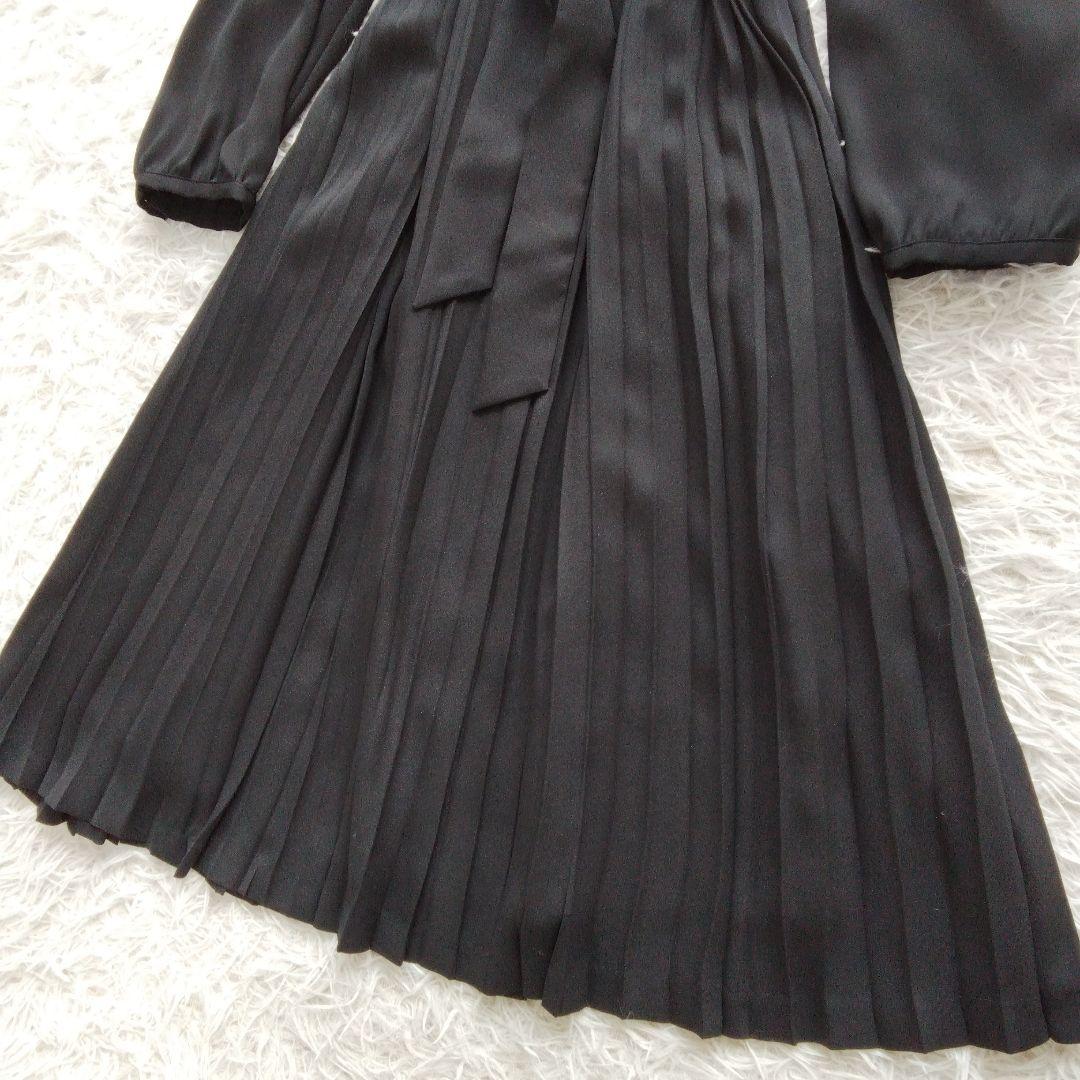 極美品 ❉ 23区 クリスタルアムンゼン プリーツワンピース ベルト 洗える 黒