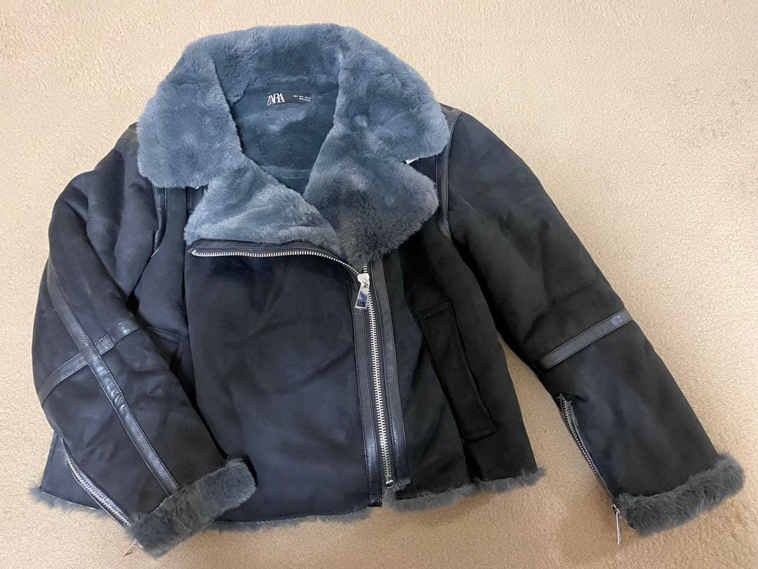 未使用！ZARA ムートンライダースジャケット ブラックLサイズ