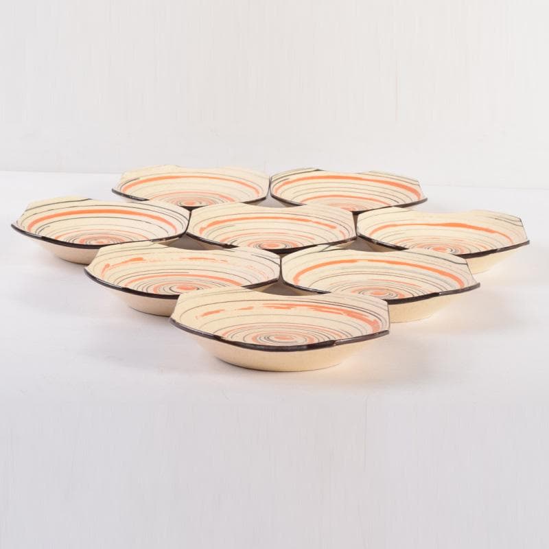 和食器　渦巻文　八角皿　八客　時代箱　C　7941