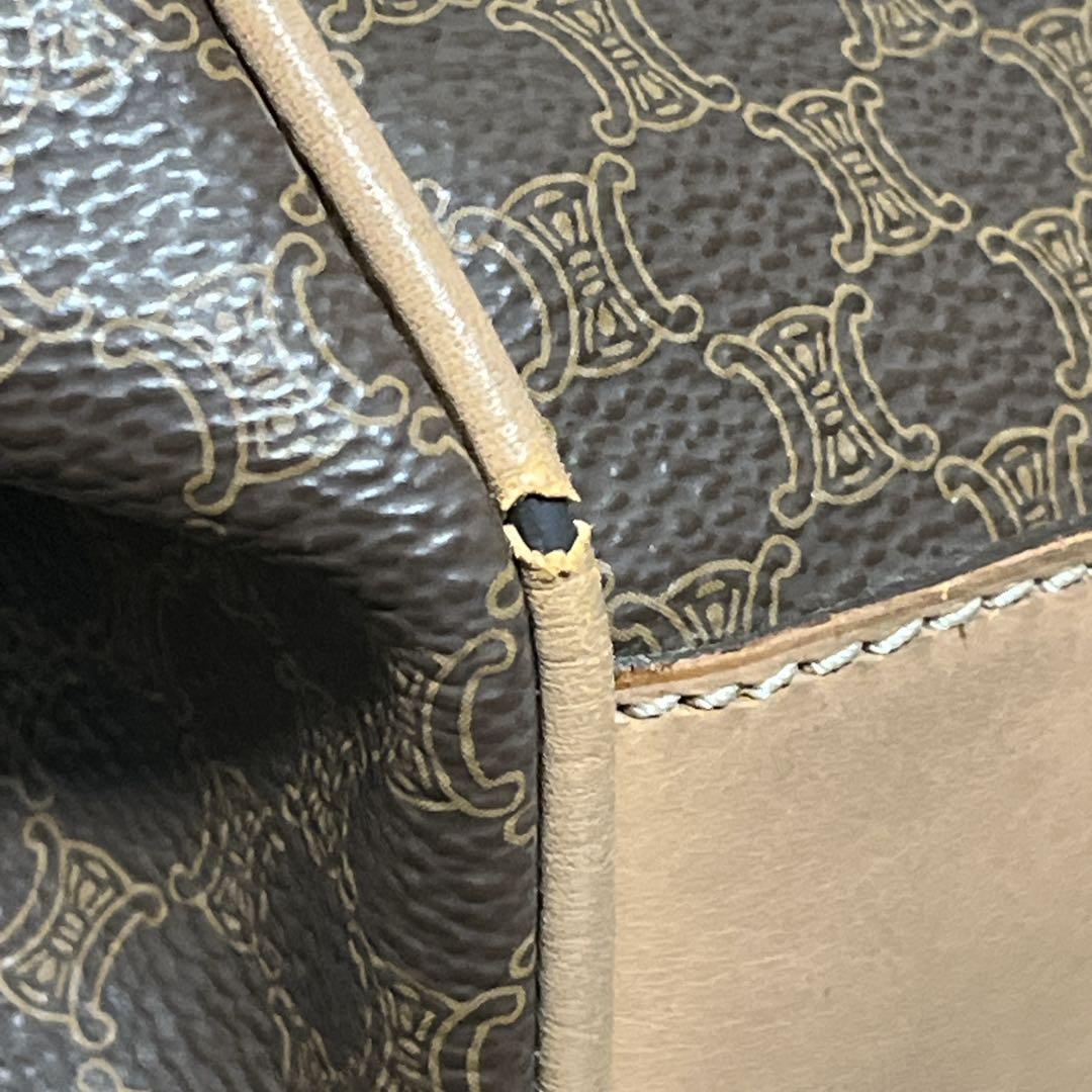 y2k 00s オールド　セリーヌ　ボストンバッグ　マカダム柄　ブラウン　PVC