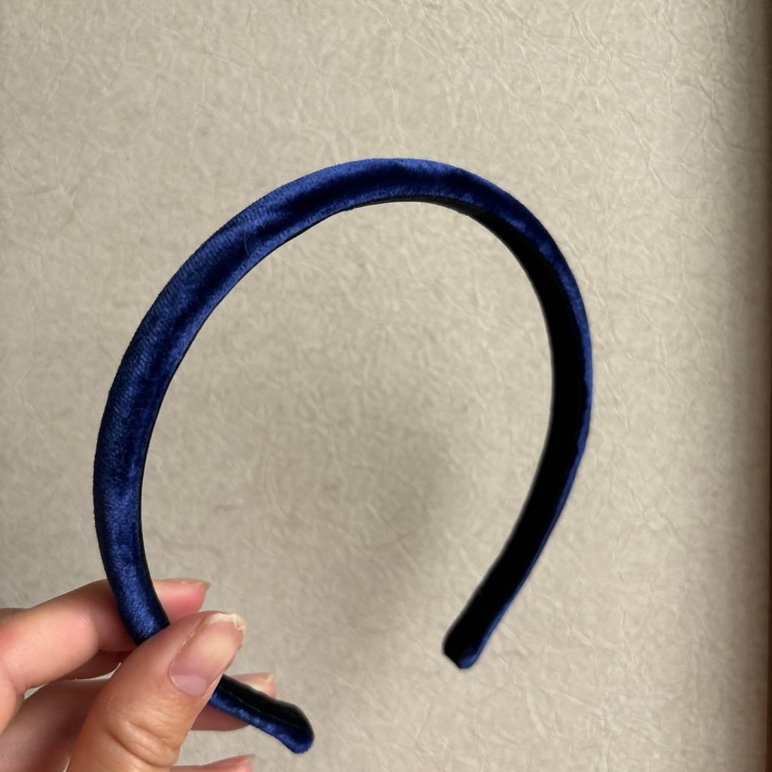 アレクサンドルドゥパリ　ベロアカチューシャ　ネイビー