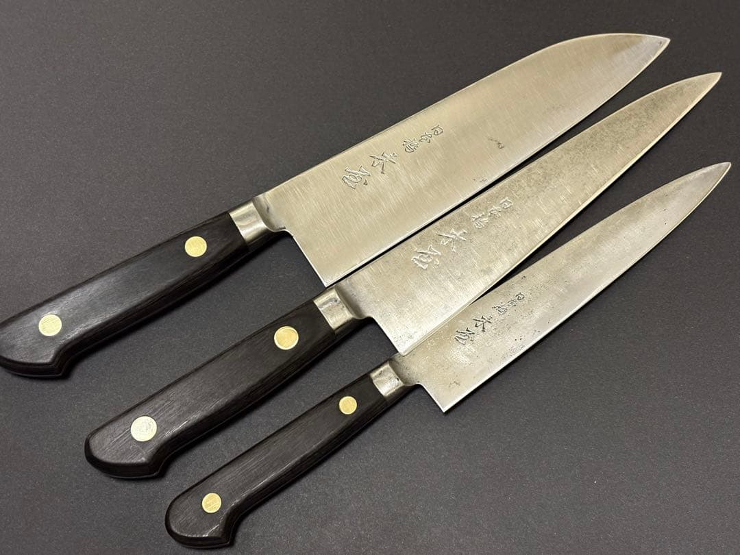 日本橋 木屋 スウェーデン鋼 牛刀 三徳 鎌型180mm ペティ 150mm