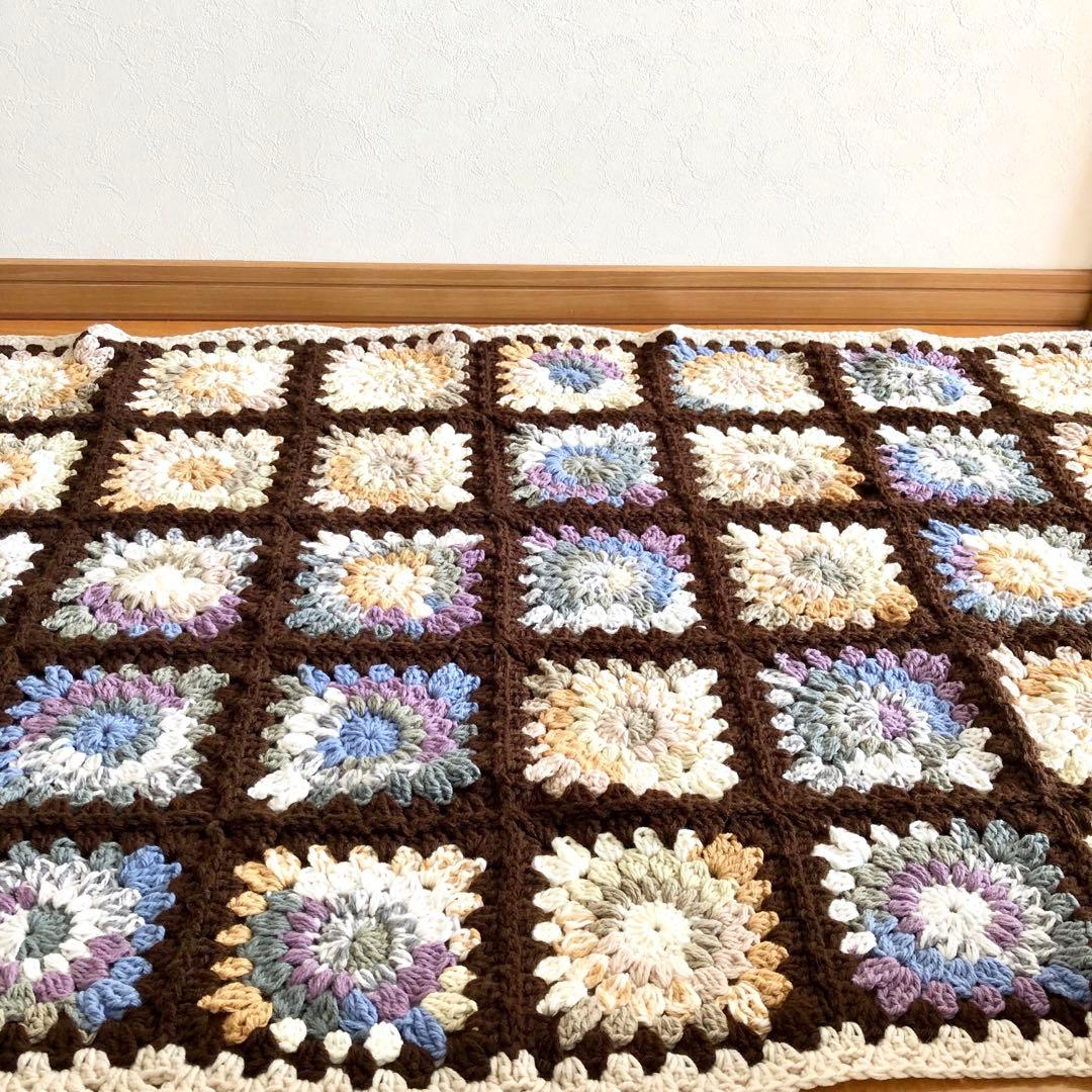 ☆thanks price☆手編みマルチカバー【ナチュラル】