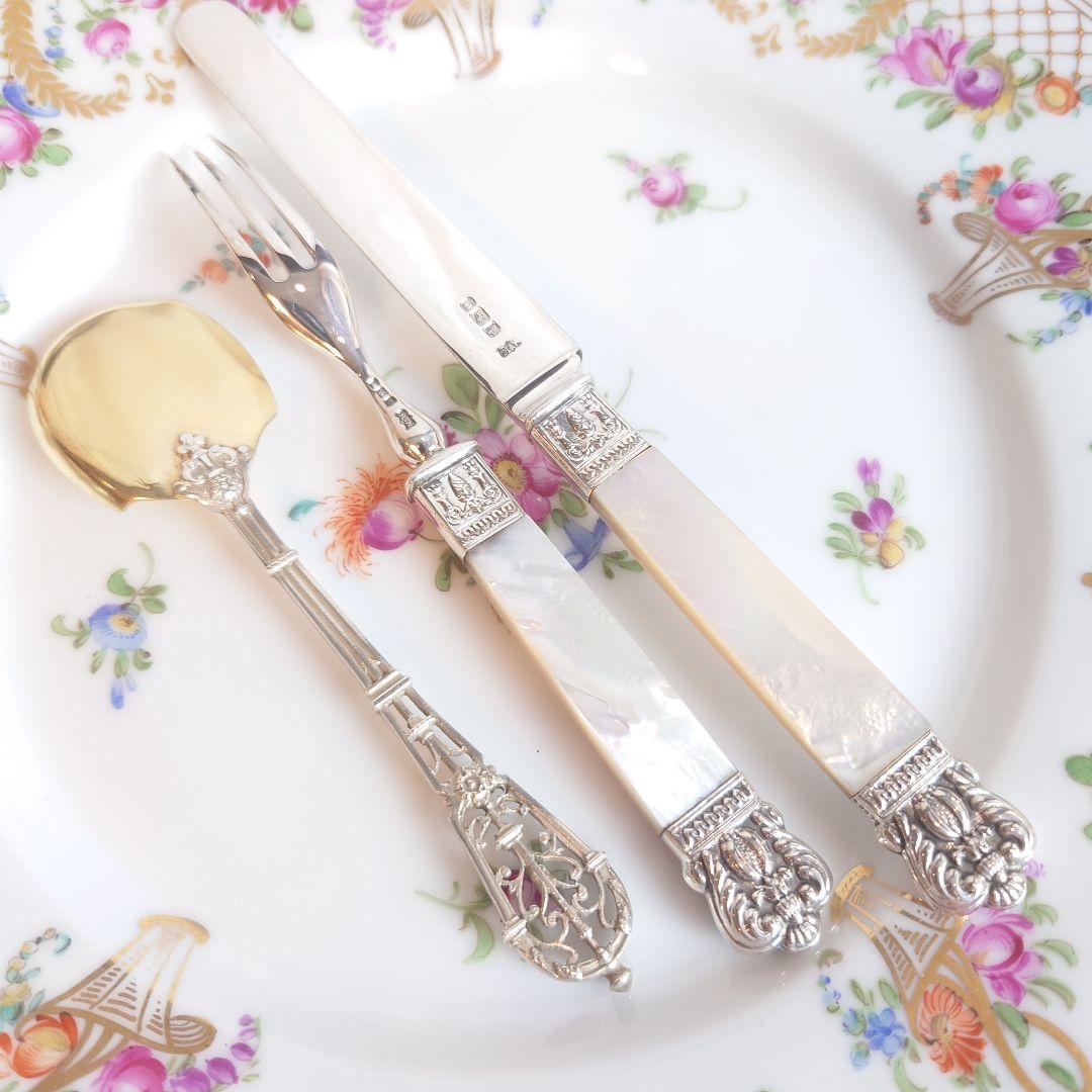 Y様おまとめ　ピュイフォルカ　アイスクリームスプーン　白蝶貝純銀カトラリーセット