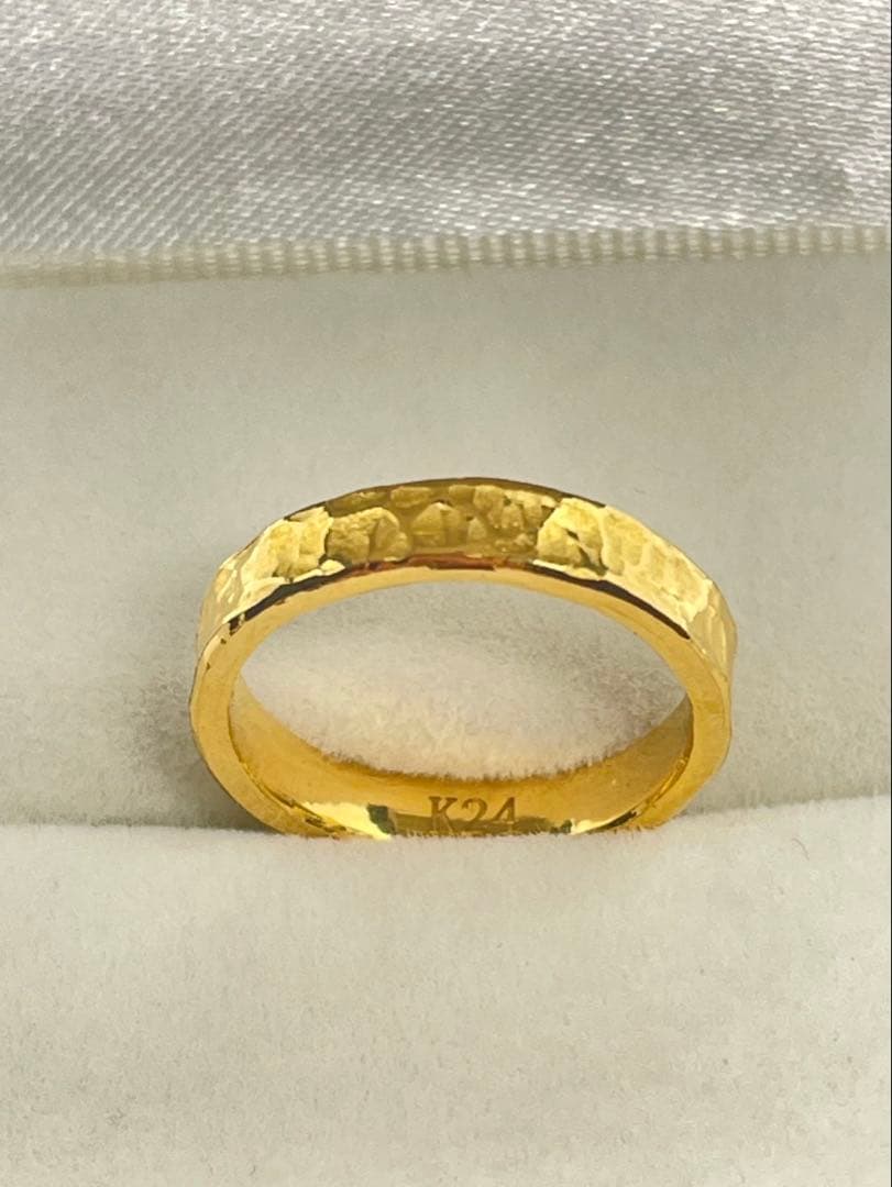 K24 純金 槌目リング 4.94g指輪 リング 刻印あり ハンドメイド