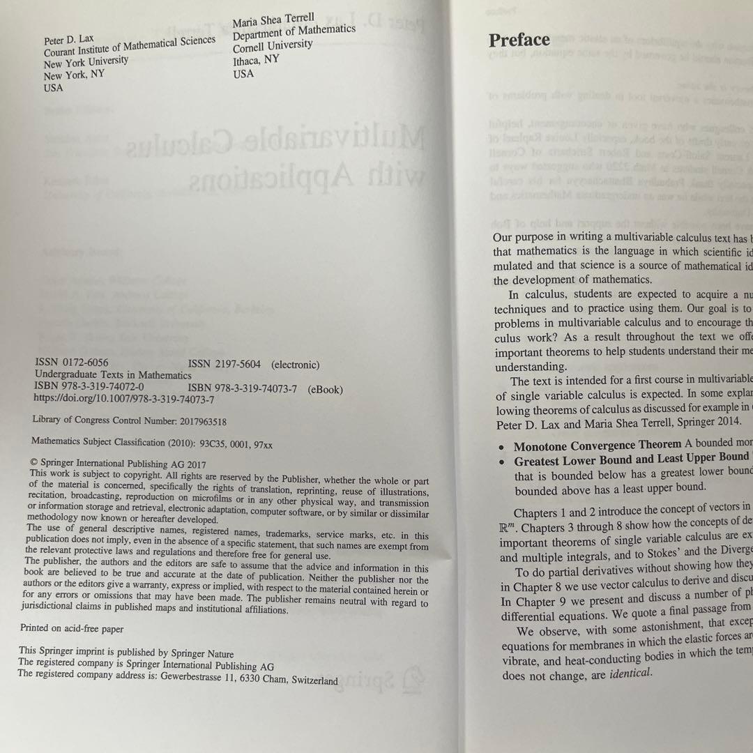 洋書 Multivariable Calculus with Applications