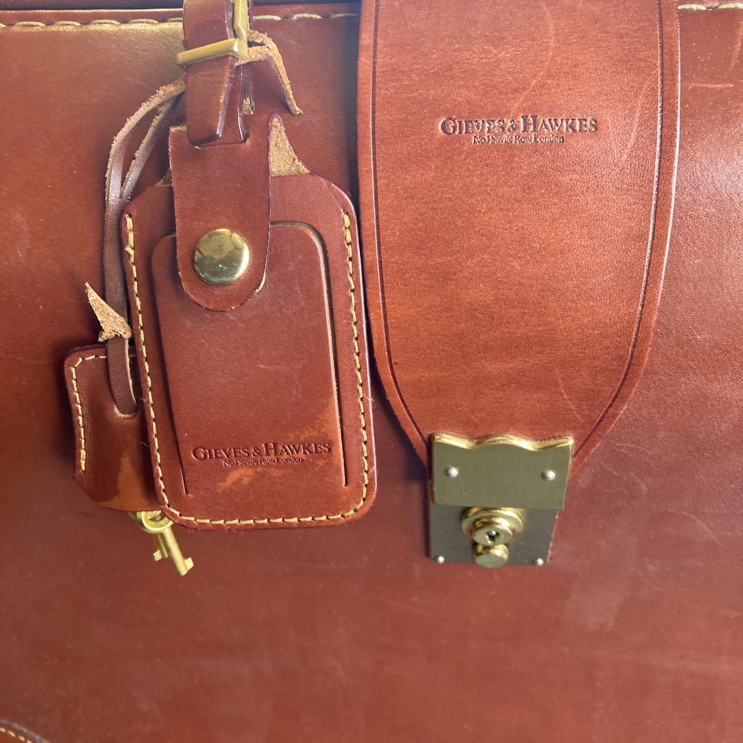 GIEVES & HAWKES ブラウンレザー ブリーフケース　GLAY布袋付き