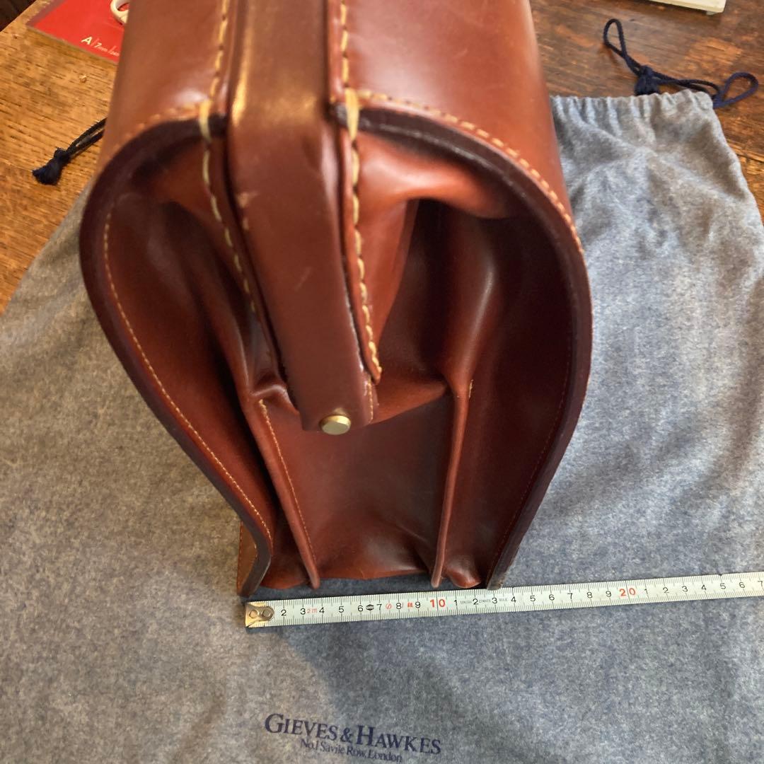 GIEVES & HAWKES ブラウンレザー ブリーフケース　GLAY布袋付き