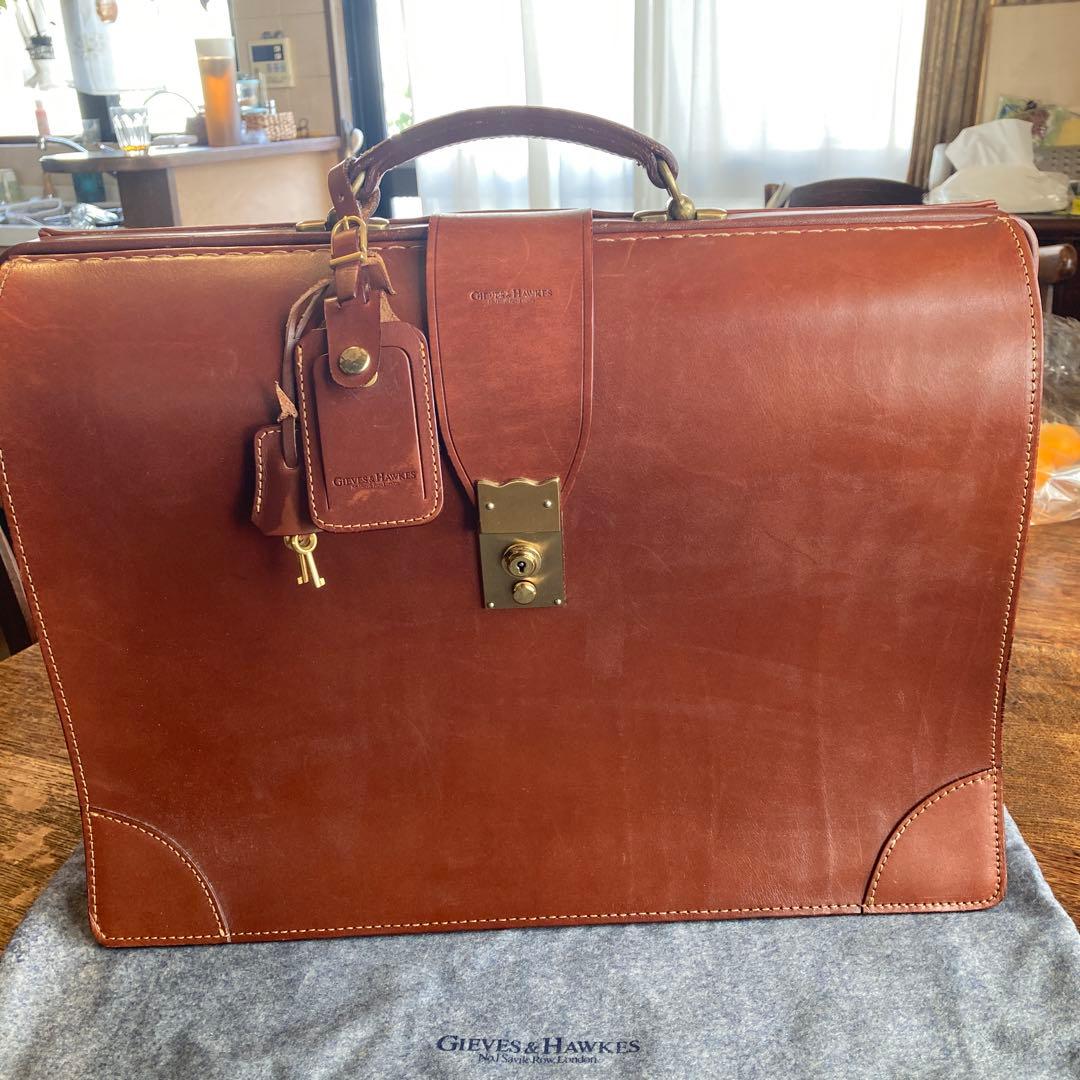 GIEVES & HAWKES ブラウンレザー ブリーフケース　GLAY布袋付き