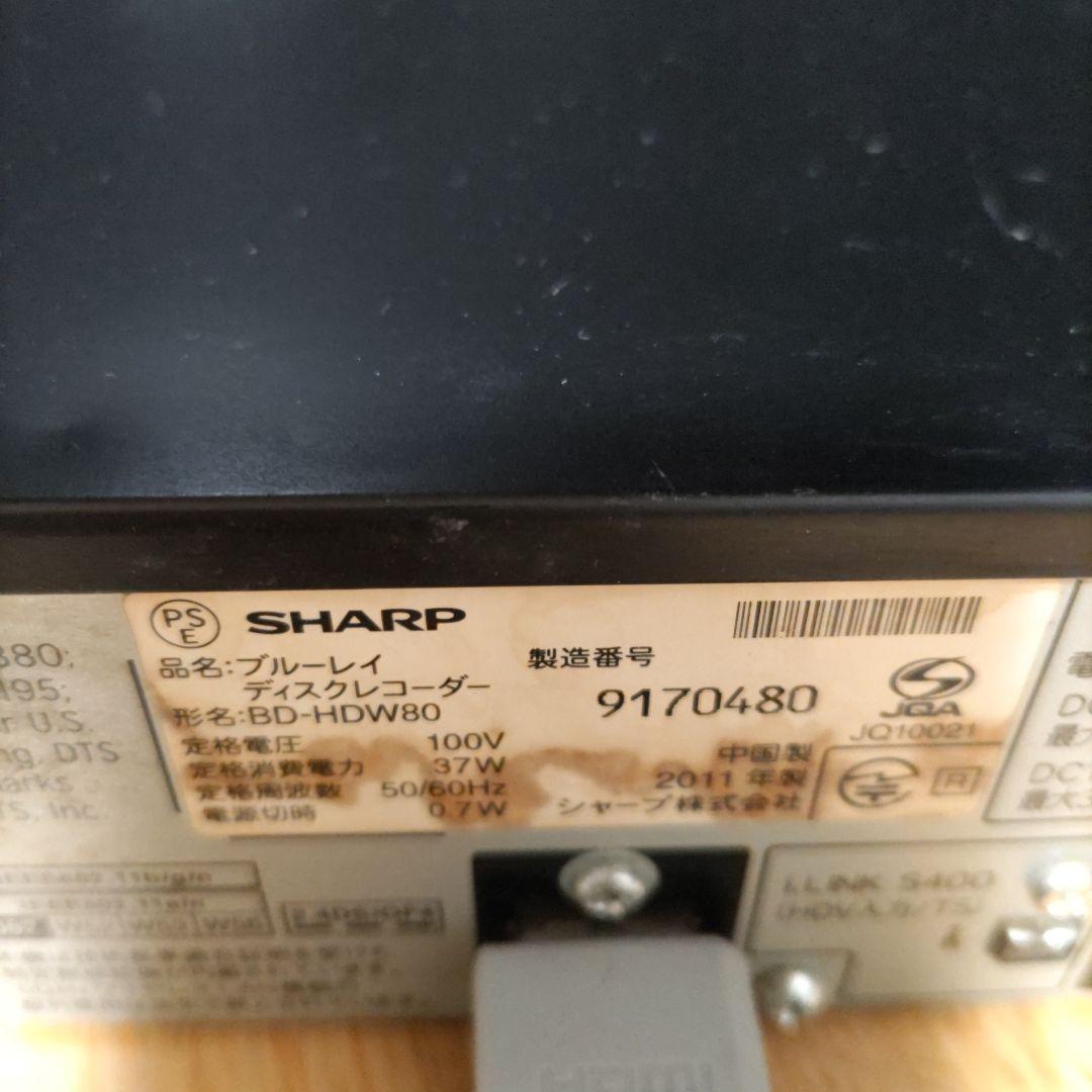 SHARP AQUOS ブルーレイレコーダー BD−HDW80　動作確認済み
