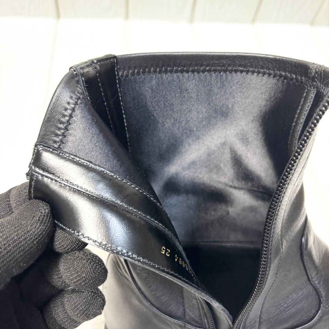 美品 銀座かねまつ AQUA BELL サイドジップブーツ 25 D 黒　厚底