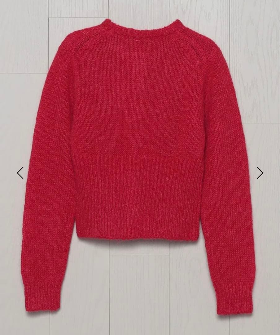 【美品】H BEAUTY&YOUTH ウールモヘヤ ショートカーディガン レッド