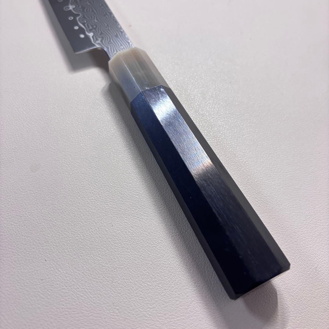 尺　300mm 墨流しダマスカス 柳刃包丁 黒檀本 牛八角柄　刺身包丁 和包丁ᙁ