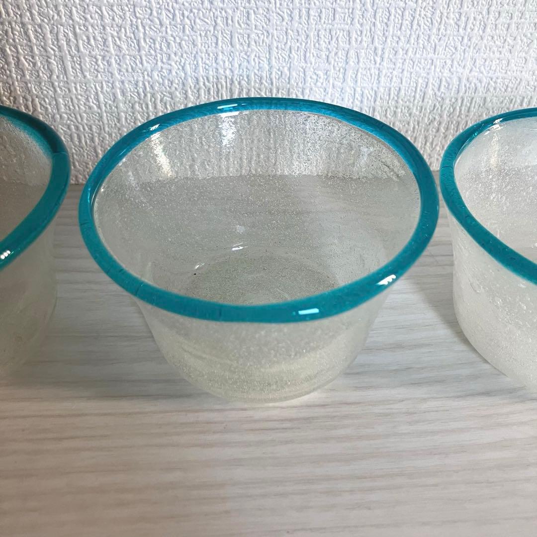 b*n様 【倉敷ガラス】小谷眞三 翠フチ泡小鉢3点セット
