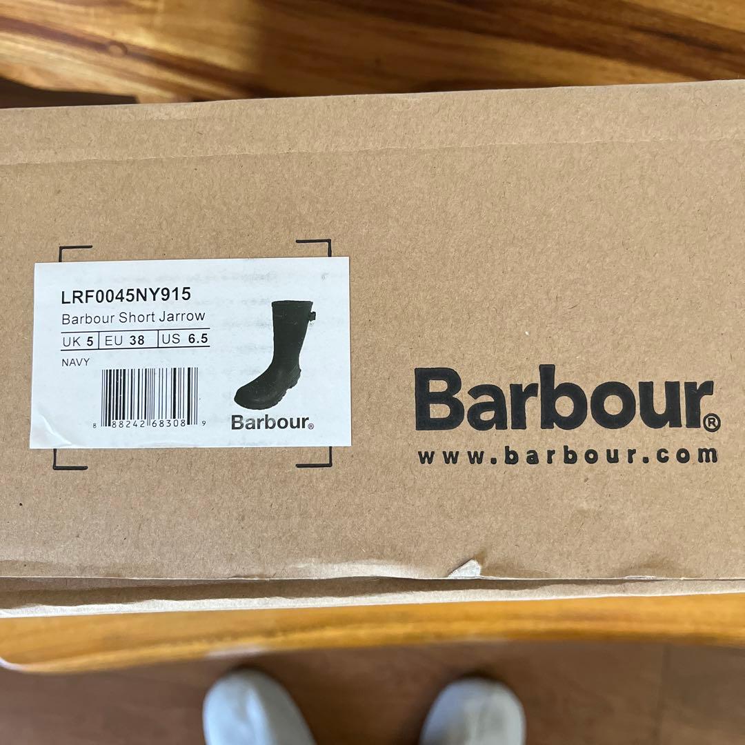 【290】レディースBarbourラバーブーツ ネイビーUS6.5