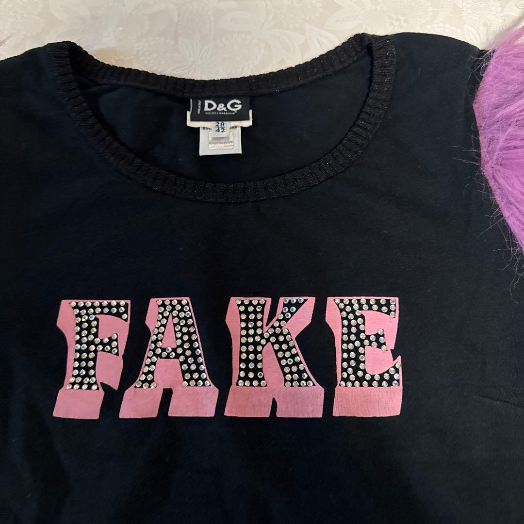 D&G FAKE プリント 半袖Tシャツ