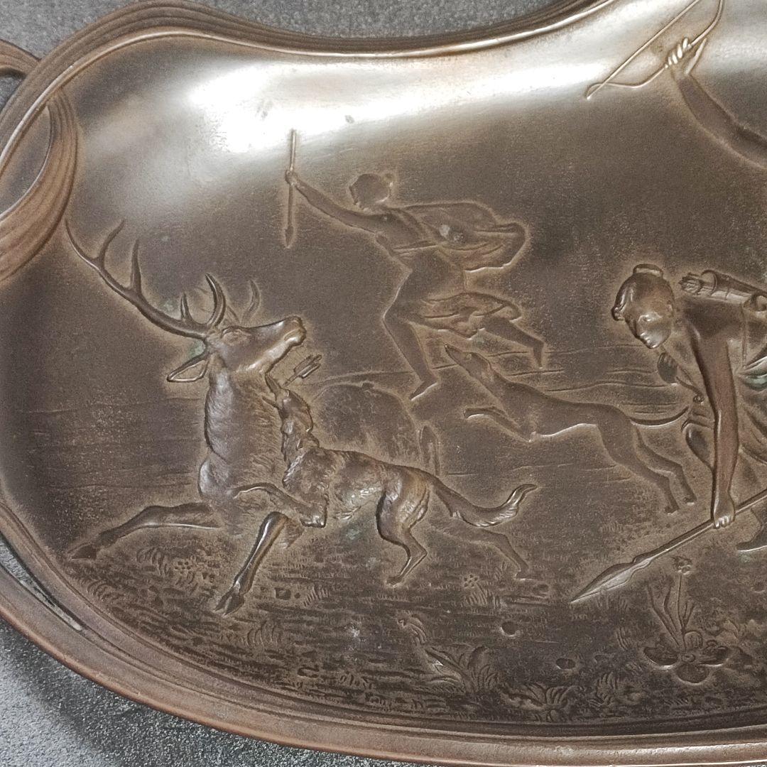 フランス製　アールヌーヴォーの真鍮製　トレイ希少美品　アンティーク骨董品　 銅製