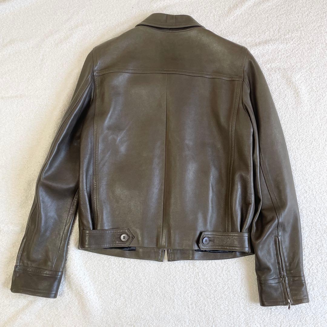 美品 サイズ0 アニエスベースペシャル シングルライダースジャケット カーキ