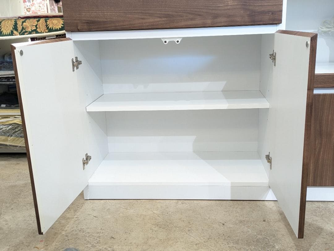 【大容量】 近藤産業 食器棚 ホワイト 幅120㎝ キッチンボード レンジボード