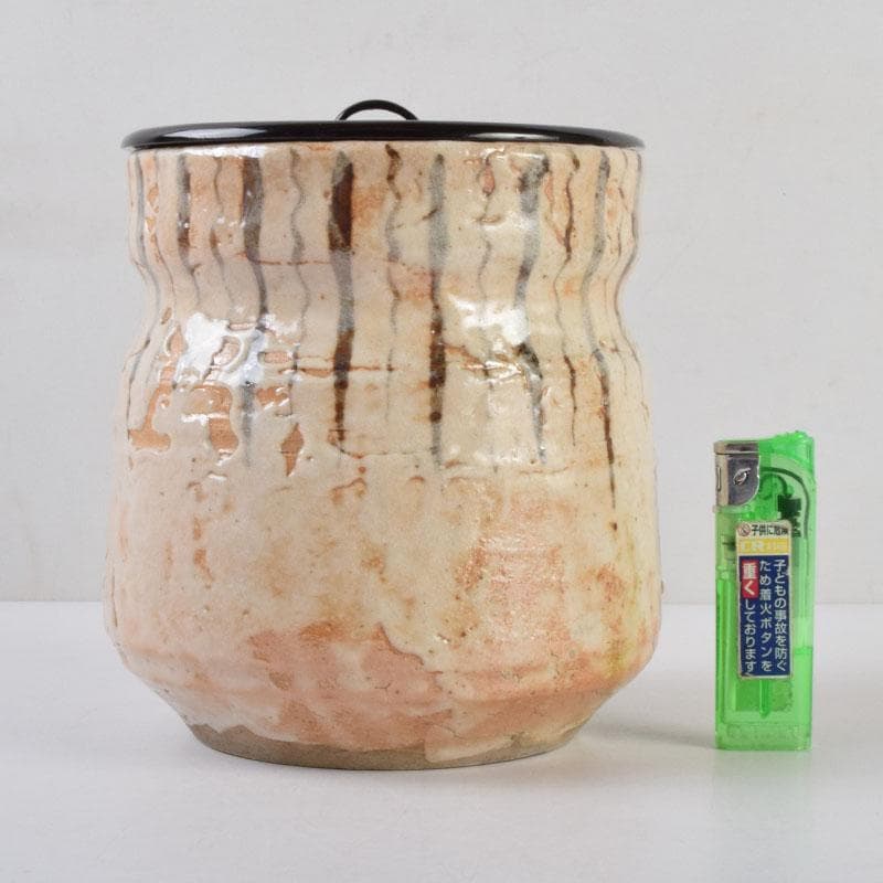 茶道具　志野焼　瀬戸　陶三郎作　水指　共箱　C　8731