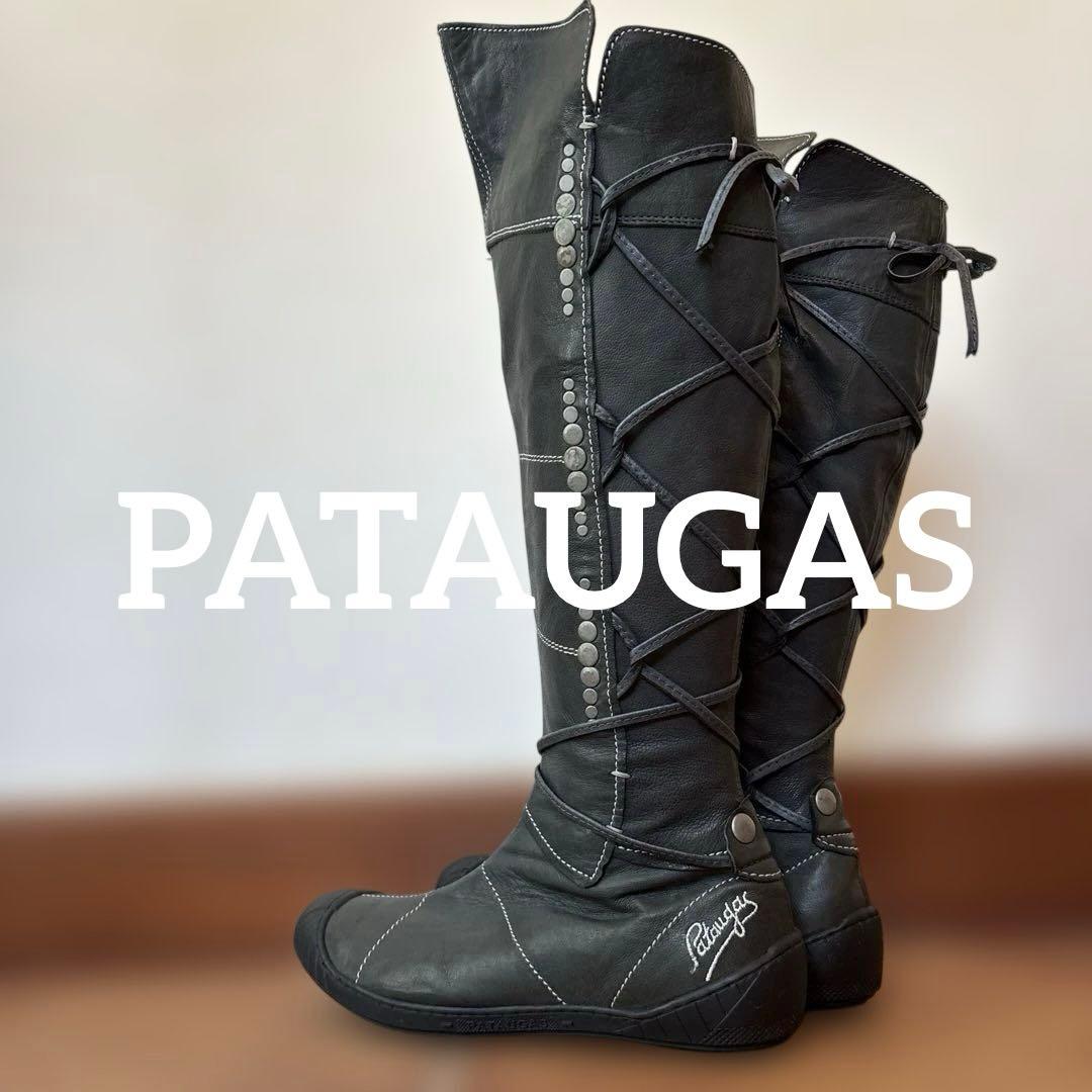 【PATAUGAS】パトガス 本革 レザー ロングブーツ 黒