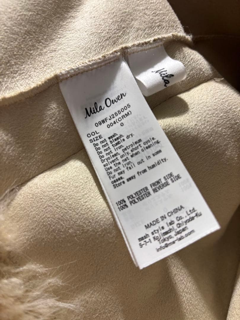 ミラオーウェン　金釦フェイクファー短丈ジャケット