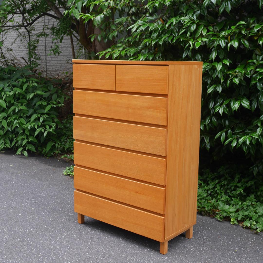 【廃盤】無印良品 MUJI 6段 チェスト 脚付き タモ材 引出し収納 洋タンス