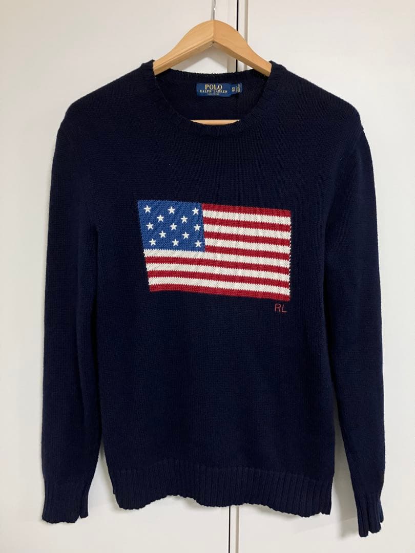 POLO RALPH LAUREN ポロラルフローレンの星条旗ニットセーター　紺