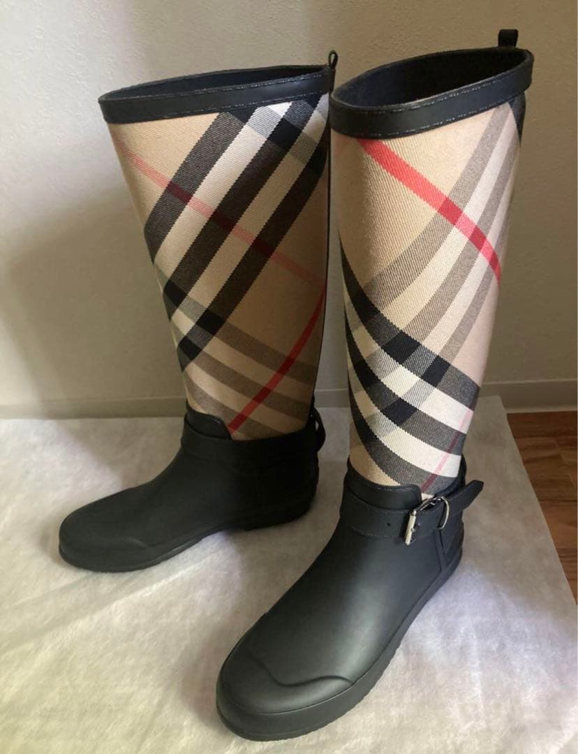 BURBERRY レインブーツ ロングブーツ ノバチェック　長靴