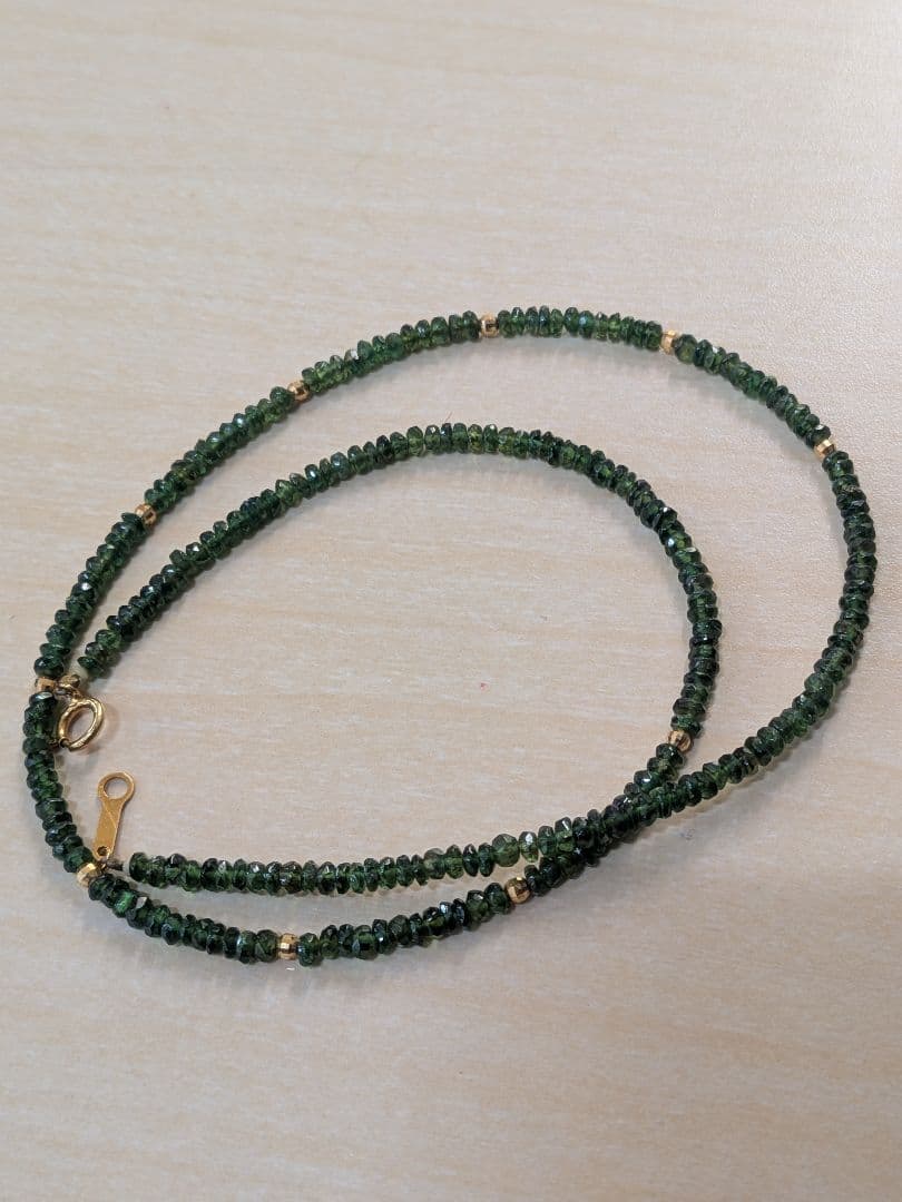 K18 金具 ネックレス 約20cm　緑石