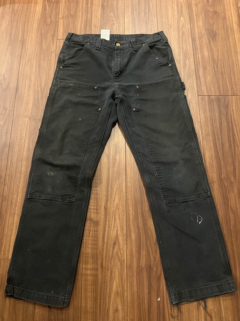 【雰囲気抜群】極上フェード！カーハート ダブルニー ブラック ヴィンテージ