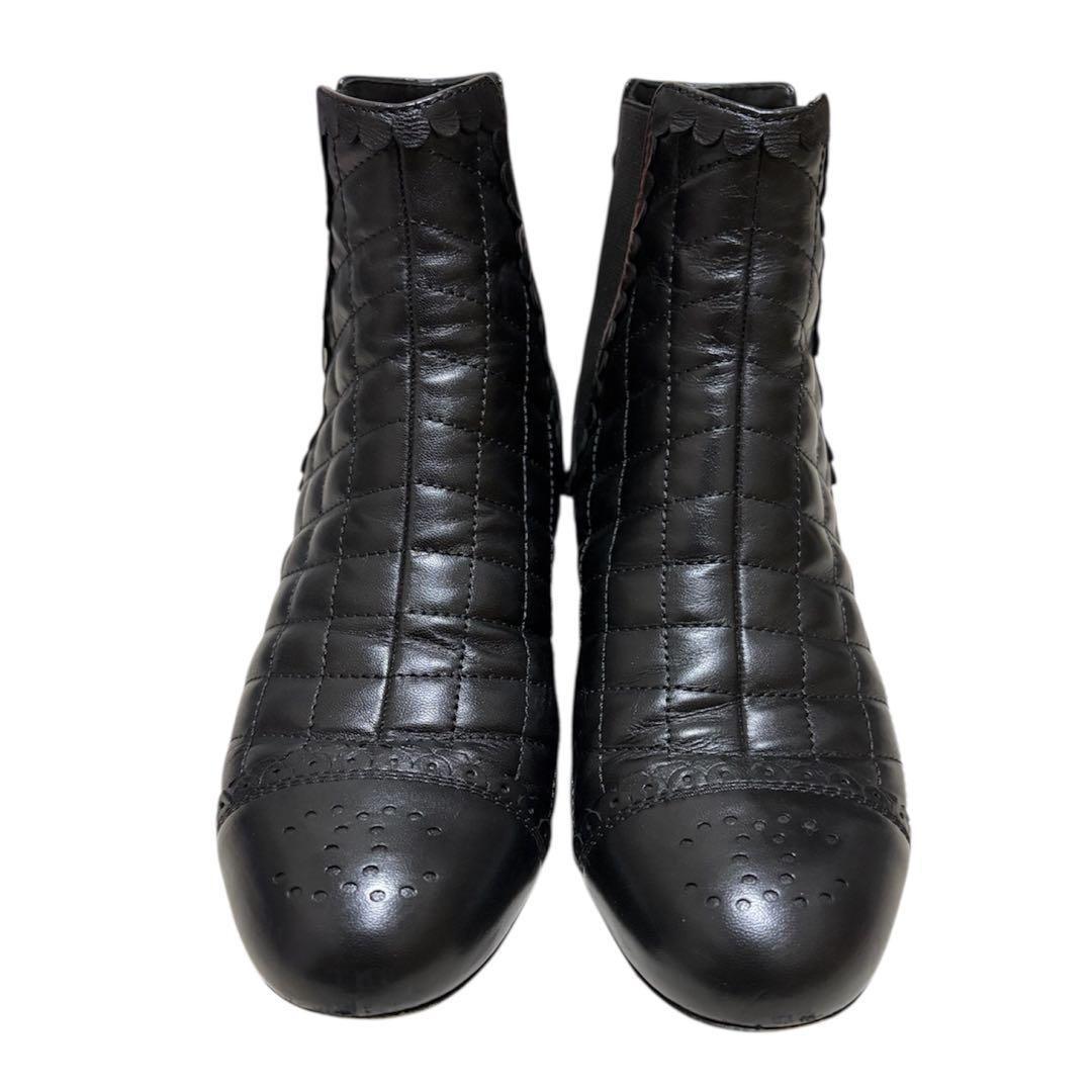 CHANEL シャネル マトラッセ サイドゴアブーツ 35C 黒 ブラック 美品