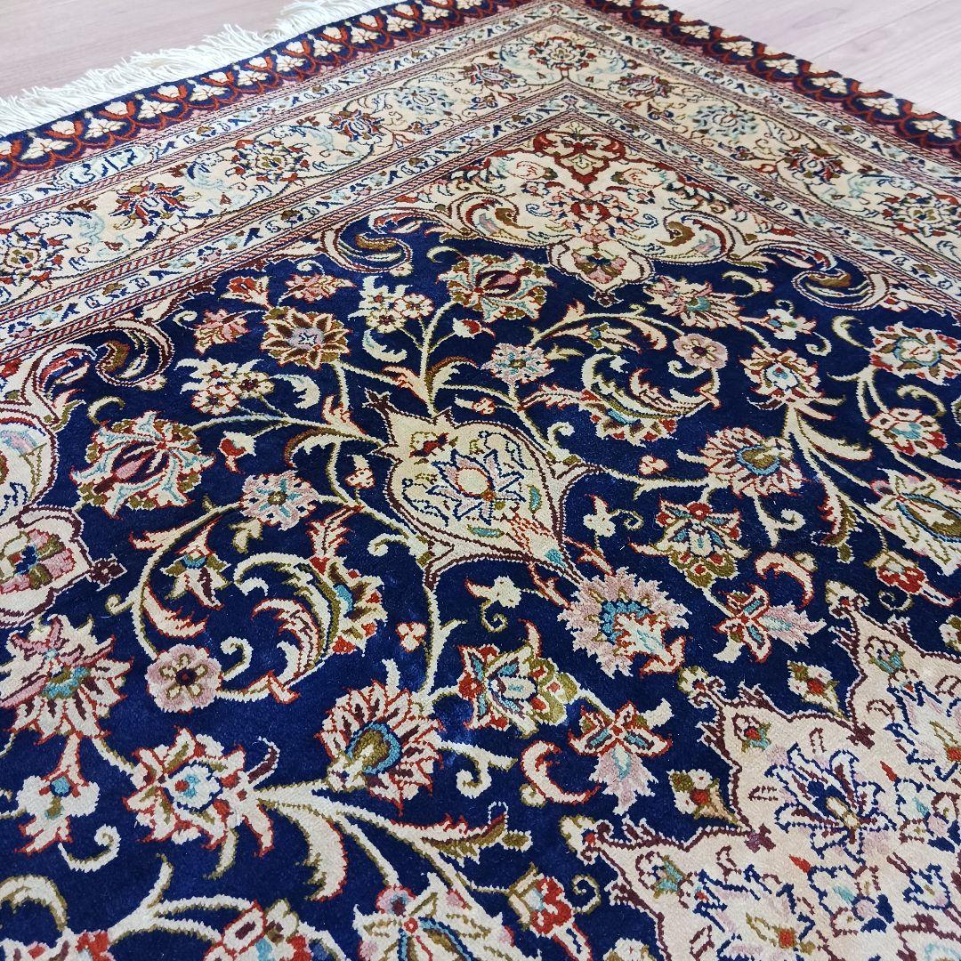 専用 Y3251 高級ペルシャ絨毯 クム産 工房サイン シルク 手織り