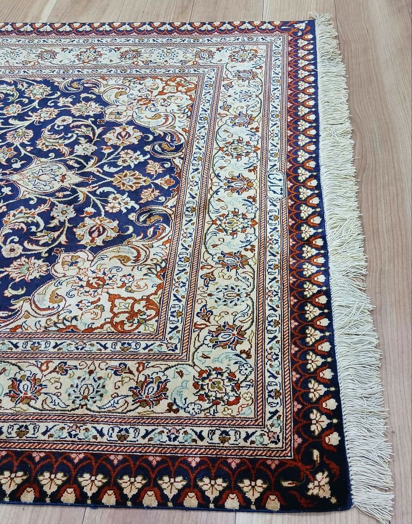 専用 Y3251 高級ペルシャ絨毯 クム産 工房サイン シルク 手織り