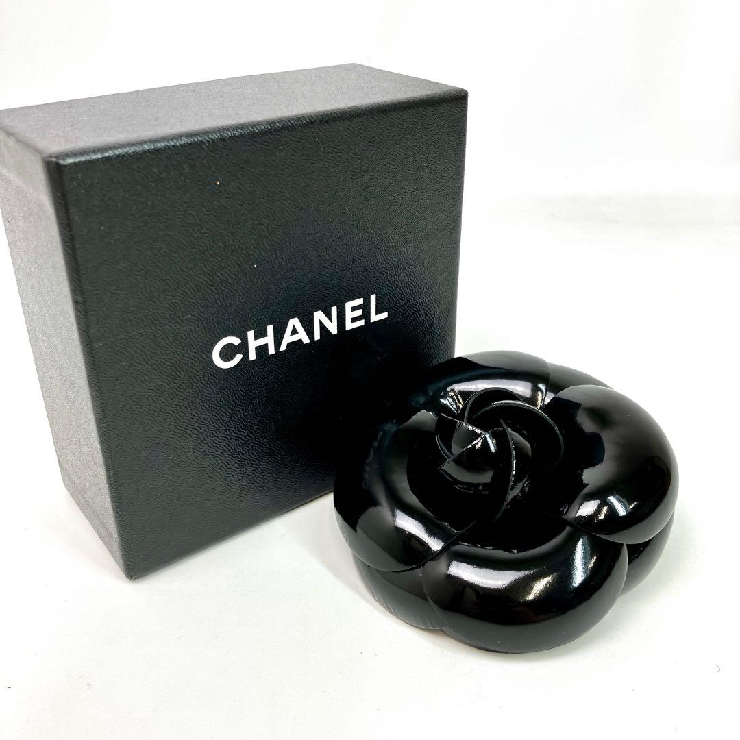 CHANEL カメリア コサージュ ブローチ シャネル エナメル ブラック 黒