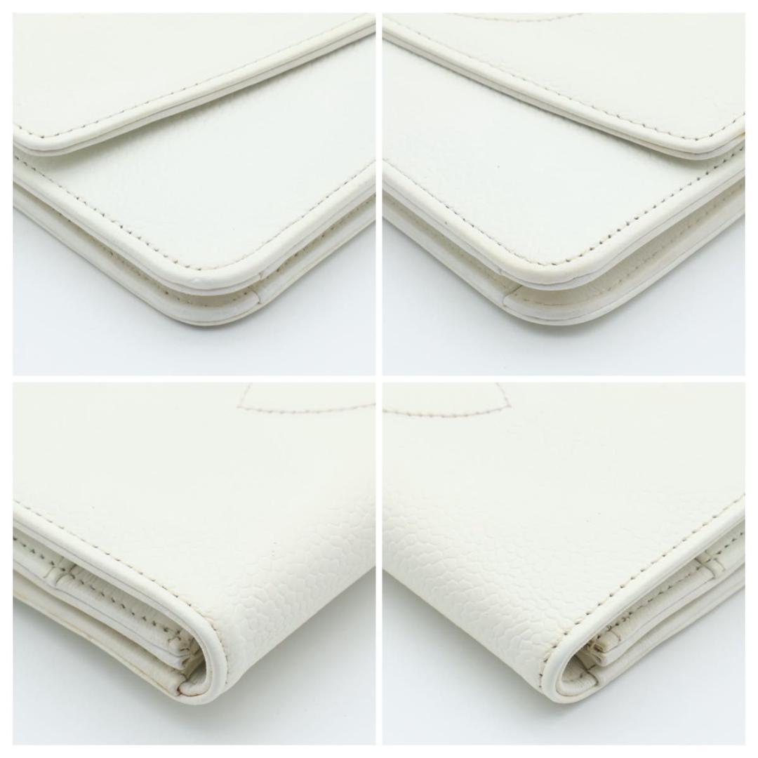 【極美品】CHANEL デカココ　フラップ長財布　キャビアスキン　白