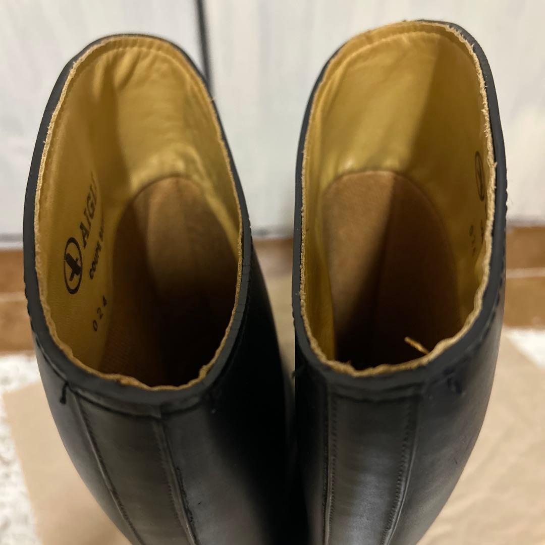 AIGLE エーグル　ブラックロングブーツ　長靴　ジョッキーブーツ