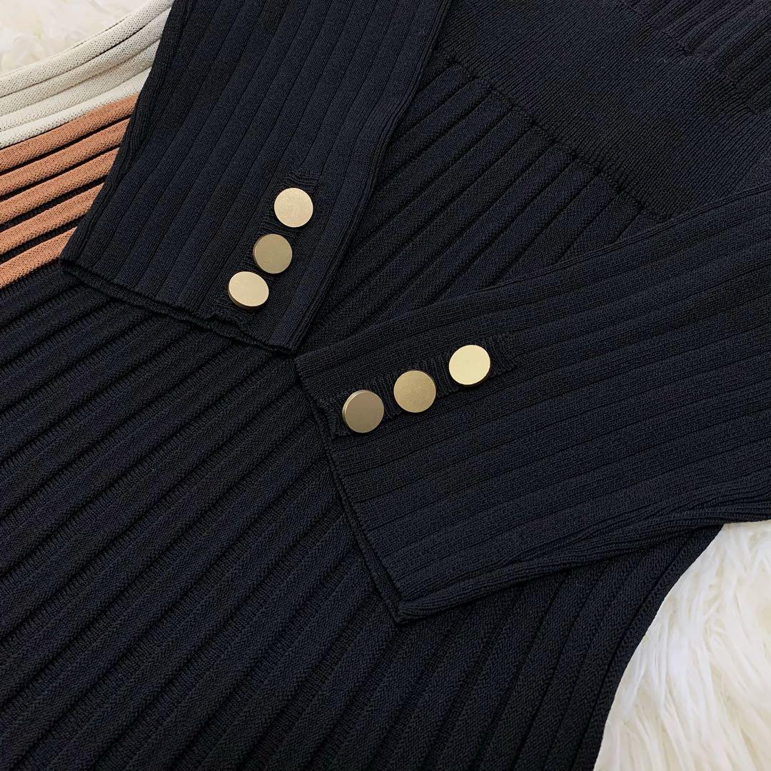 グレースコンチネンタル ダイアグラム スカーフネック ニット ワンピース S