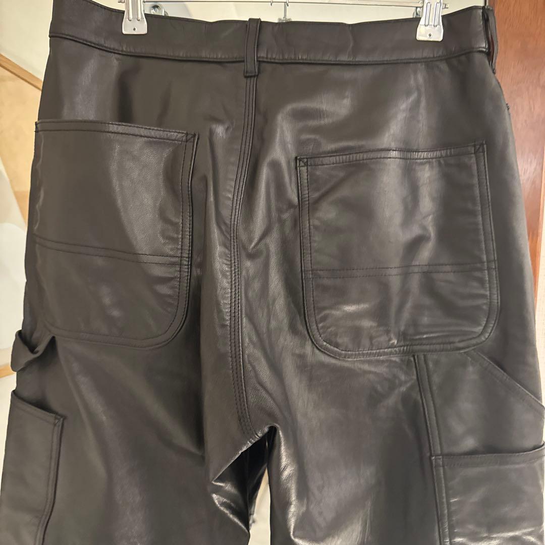 スクーカム　別注　ゴートレザー　ペインターパンツ　黒　ブラック　本革　ワイド