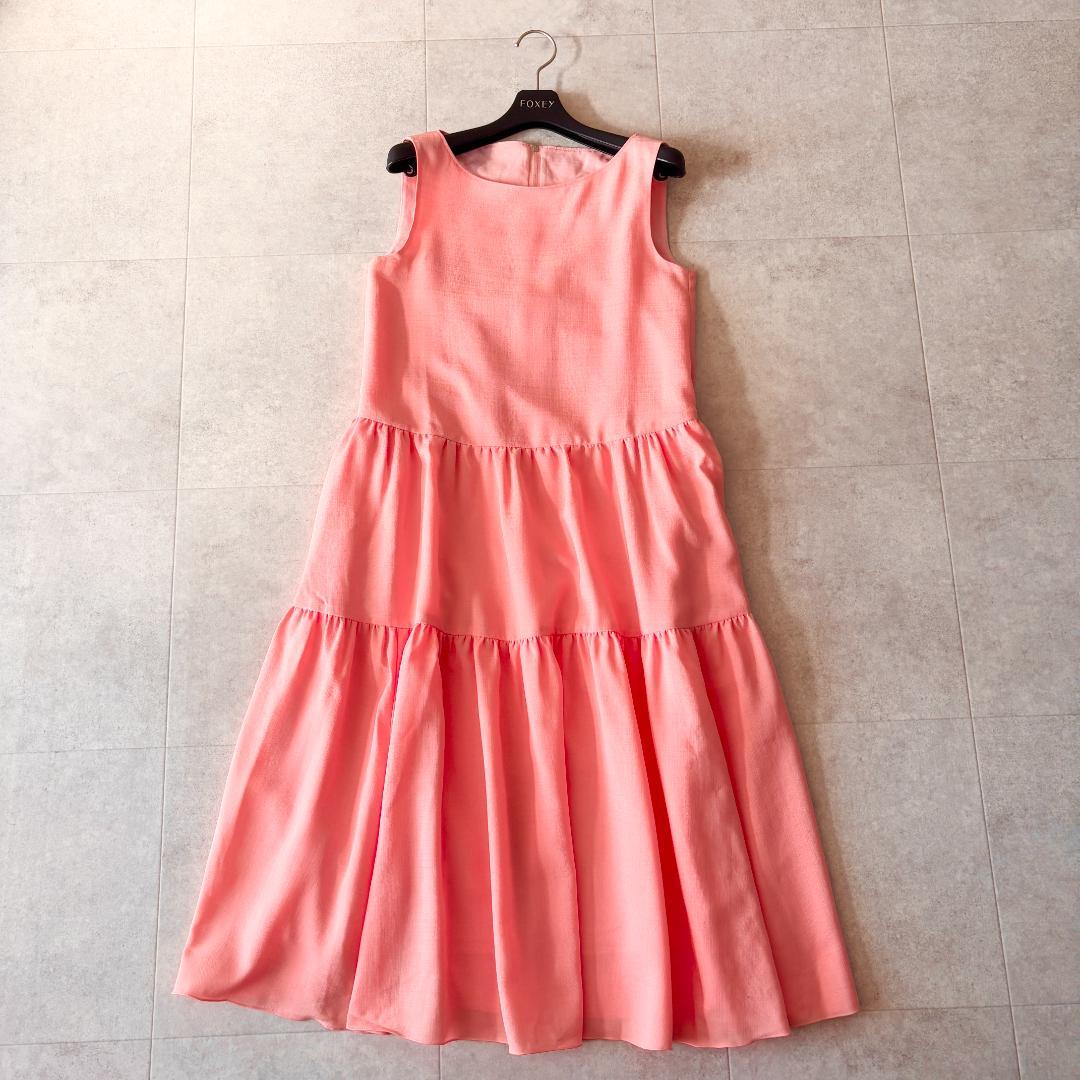 未使用級✨️24年増産 フォクシー ナンタケットドレス 38 ピンク ティアード