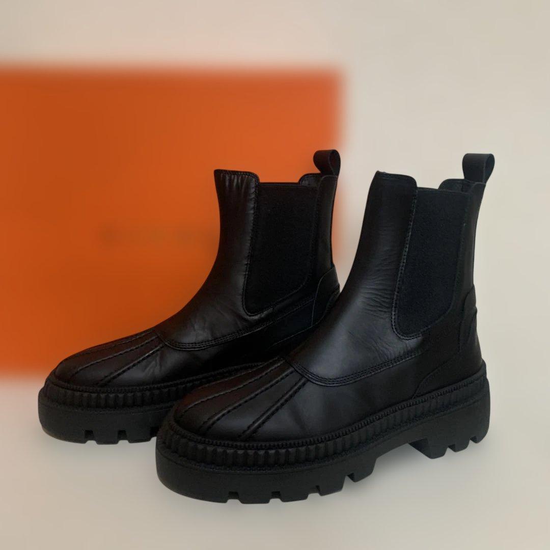 REMME新品ブラック レザー サイドゴアブーツ