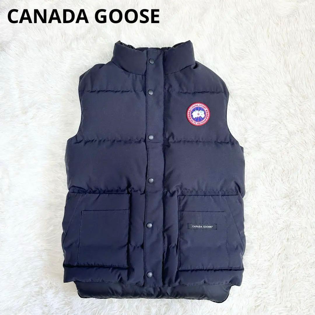 極美品 カナダグース フリースタイル ネイビー ダウンベスト ロゴワッペン XS