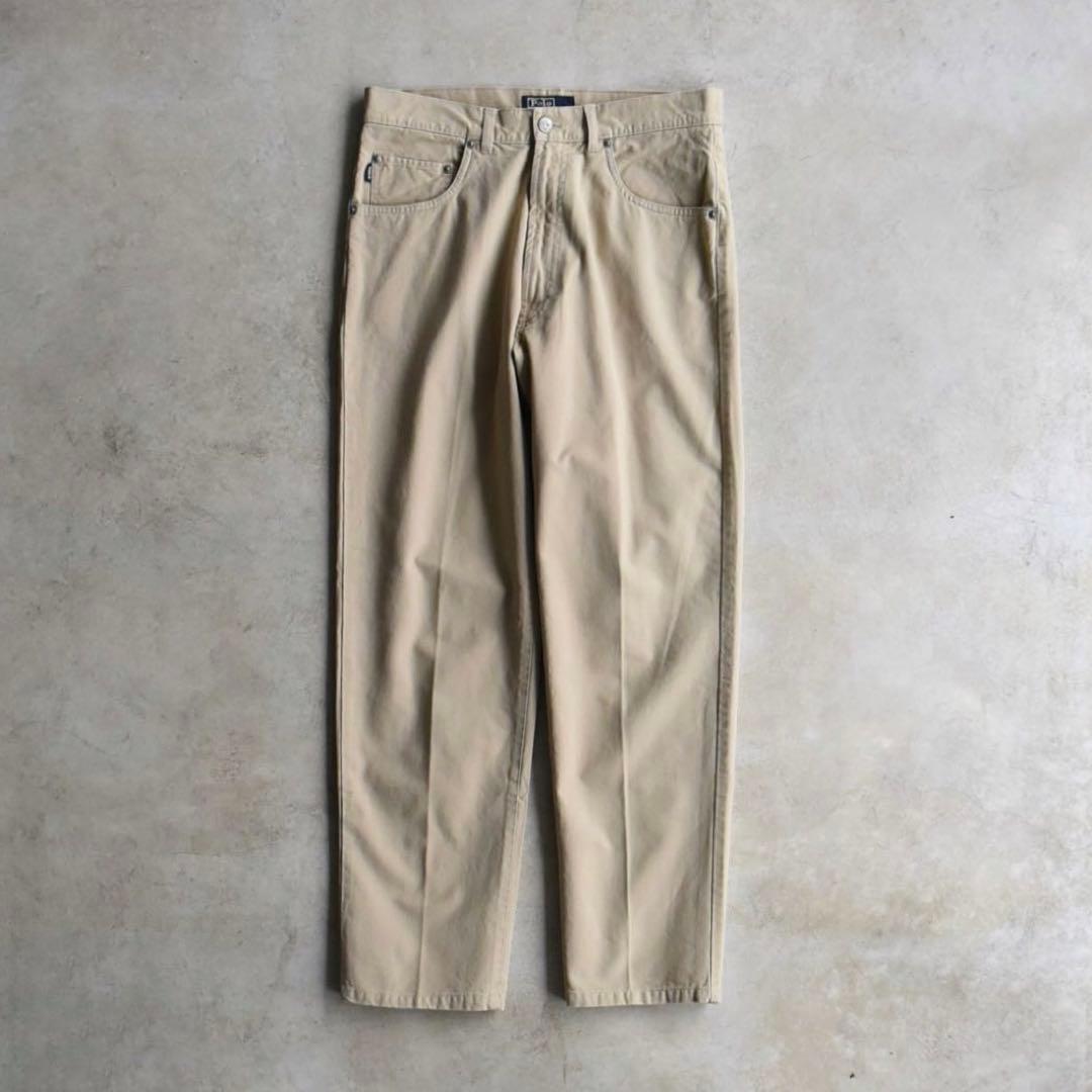 90s ラルフローレン ポロチノ5ポケット コットンパンツ ベージュW32L30