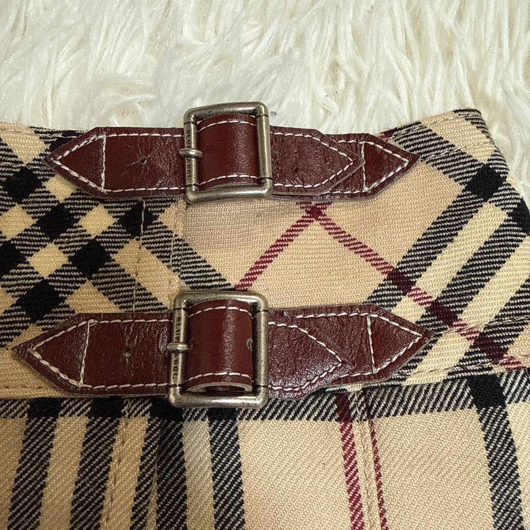 バーバリーブルーレーベル ノバチェック スカート ベージュ ロゴベルト 三陽商会