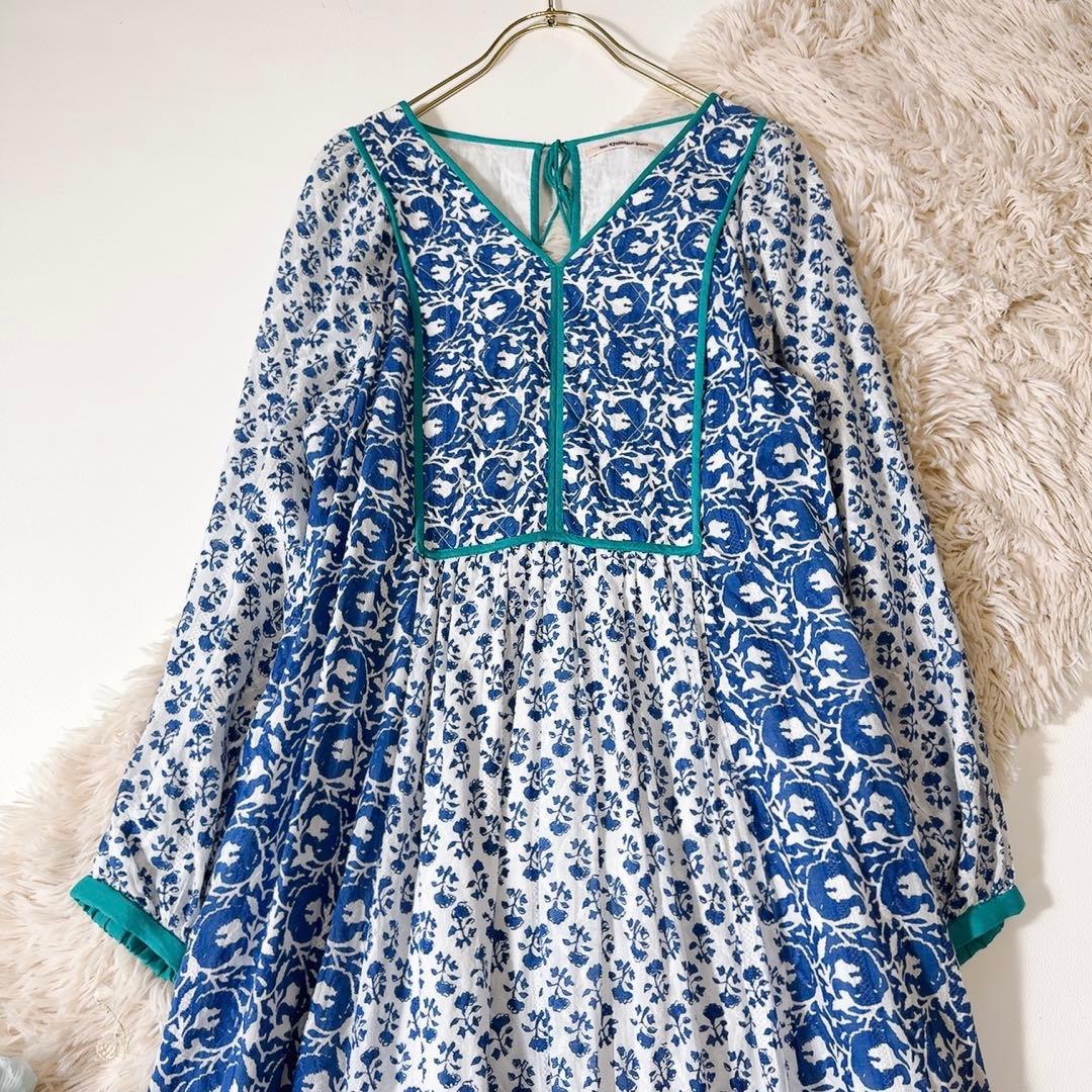 未使用級ꕥヌキテパ 完売 コットンジャガードコンビギャザードレス 桃さん着用